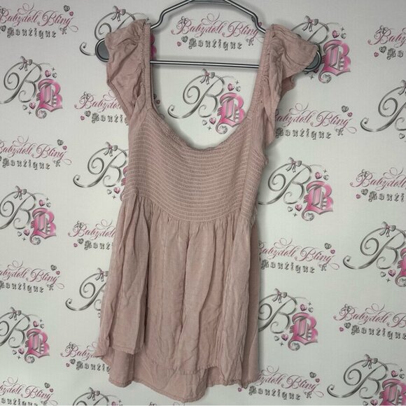 Blue B tank top frilly shoulder straps Pink Ruffle Sleeve Top - Picture 2 of 8